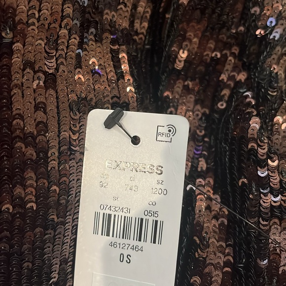 Express High Waisted Sequin Wide Leg Pant bronze women’s NEW 0 short - Picture 7 of 7